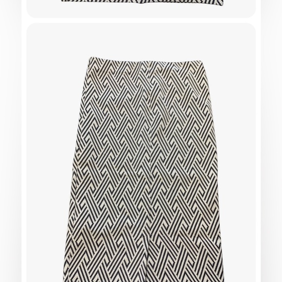 ZARA HIGH RISE BLACK /WHITE ZIG ZAG KNEE LENGTH STRETCHY PENCIL SKIRT SIZE M - Picture 4 of 8